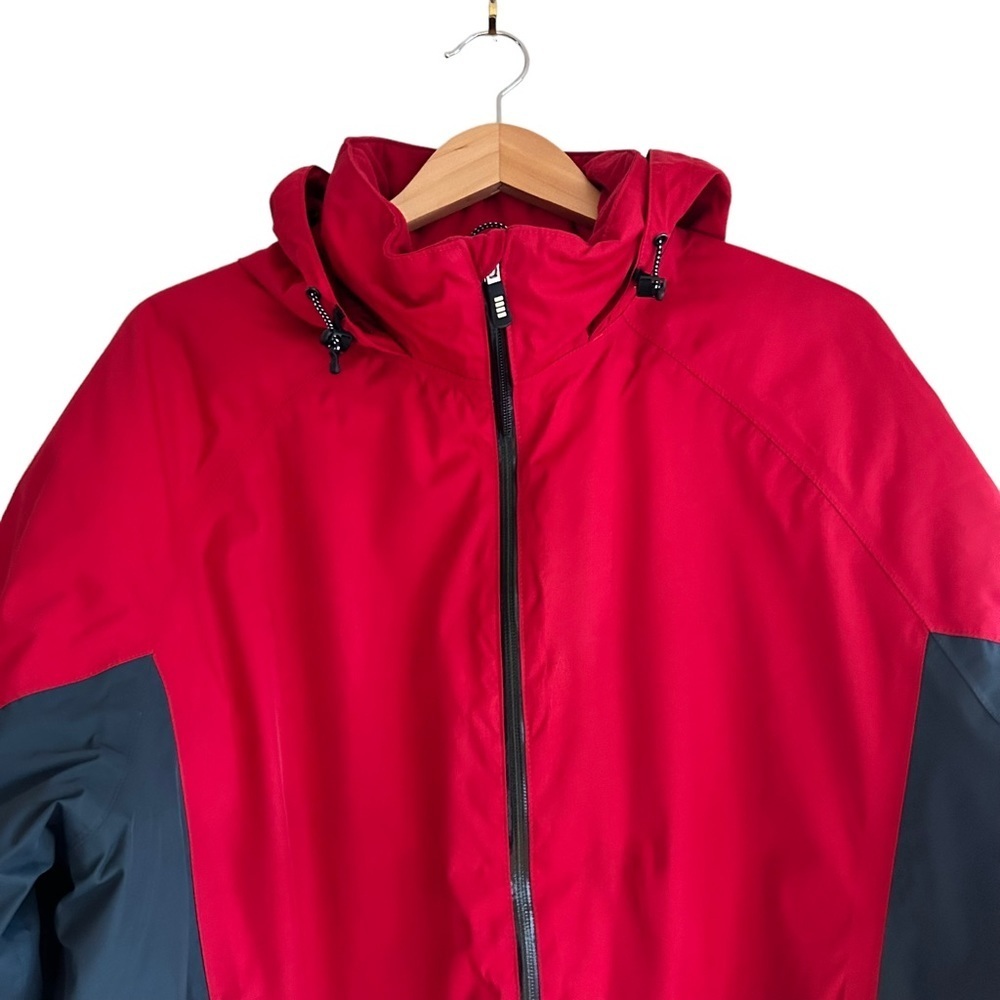 Lands' End Red & Navy Blue Hooded Waterproof Mens Jacket XL - Picture 3 of 15
